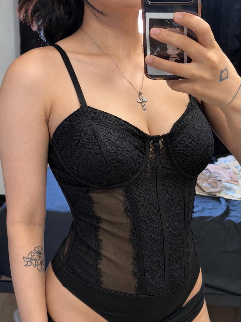 Almost Famous Black Lace Bustier Bodysuit